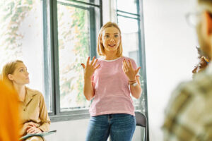 a person speaks in a Personality Disorder treatment program